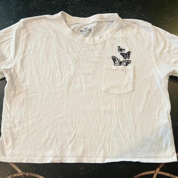 Hollister Tops - White Hollister ButterflyPocket Tee. Size Small
